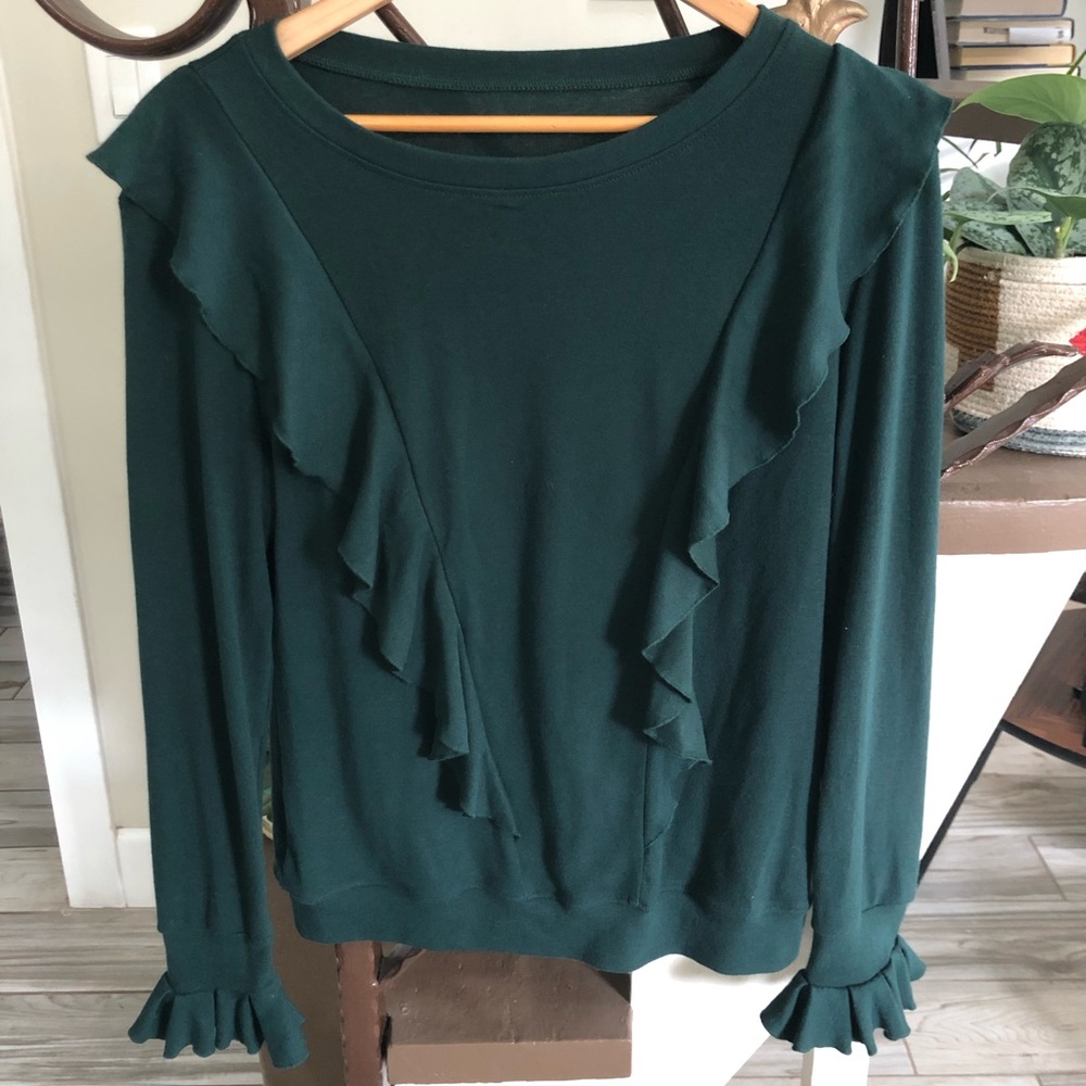 Forest Green top with Ruffles